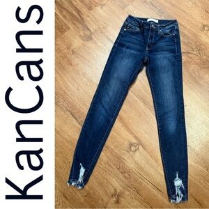 KanCan Women's Blue Distressed Ankle Skinny Jeans